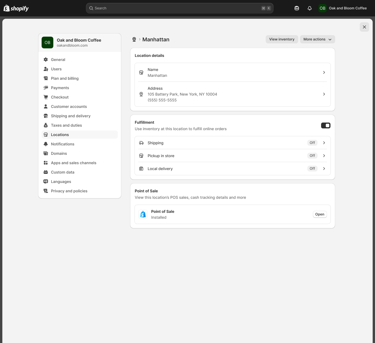 After: Fulfillment section with master toggle and delivery method rows