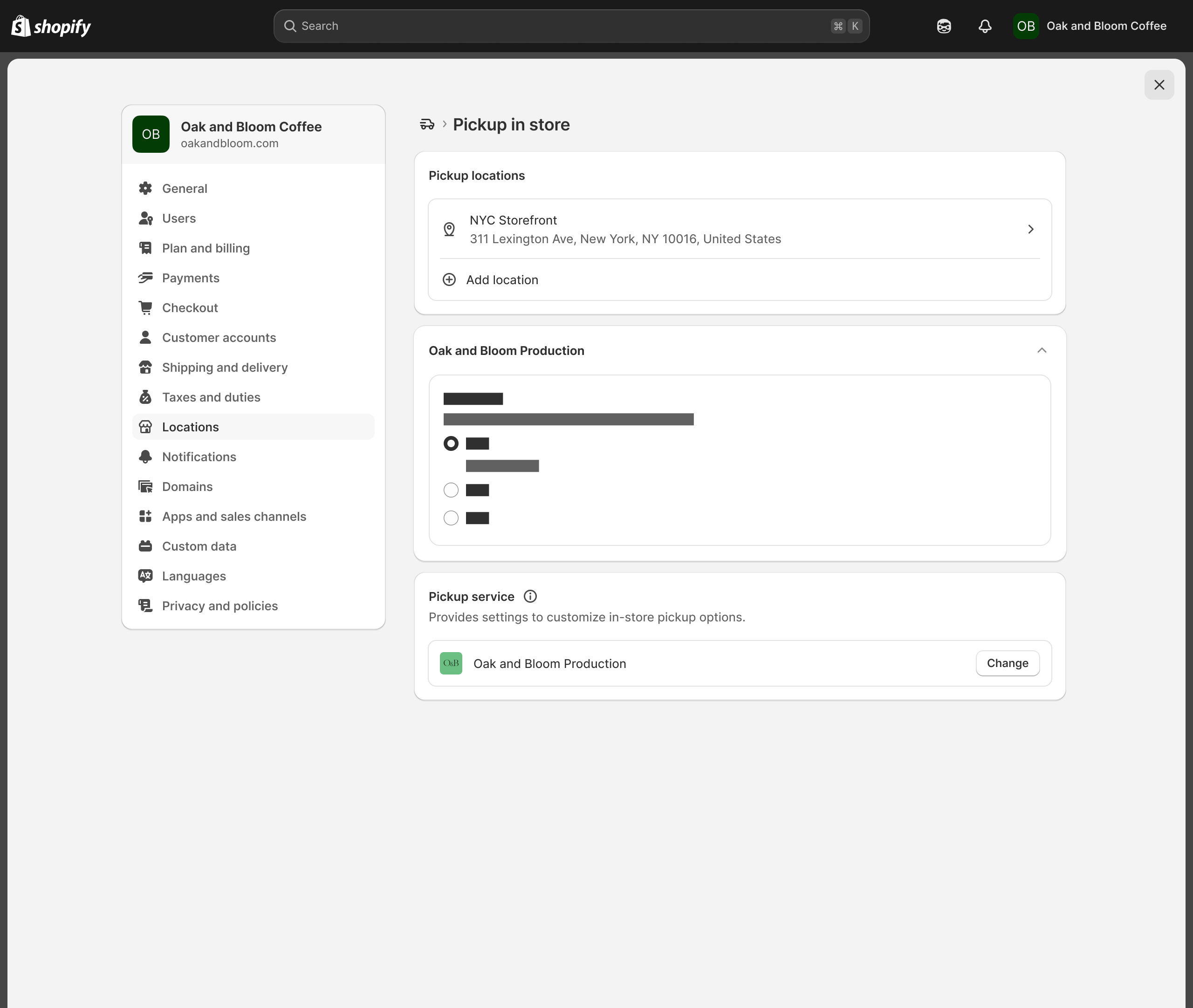 Pickup settings index page showing a third-party app's card in the same slot