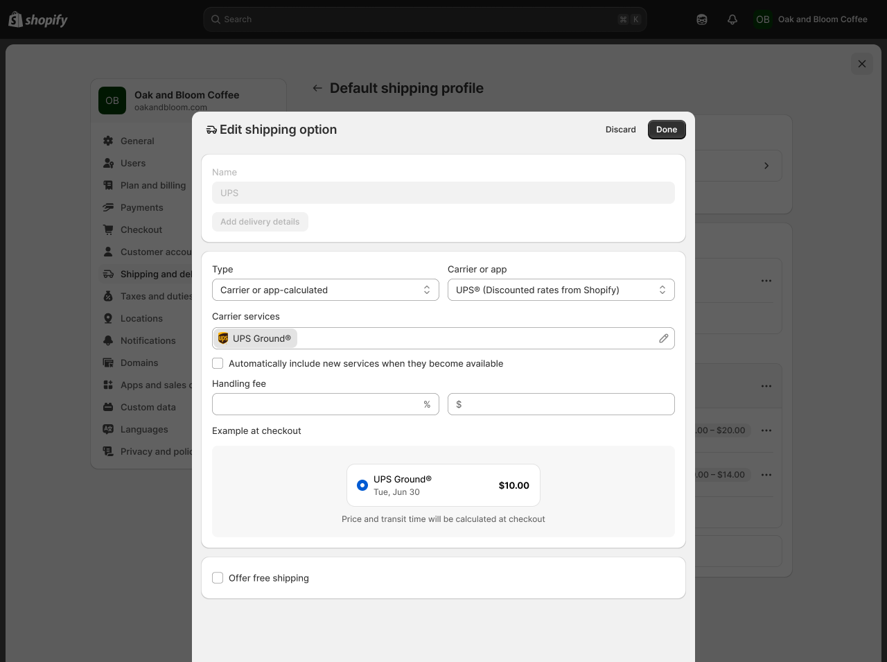 After: CCS option with an empty service list, requiring an active add